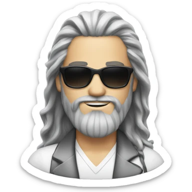 salt pepper Long  hair, male, beard,sunglasses sticker
