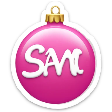 pink ornament with the name sam on it in cursive sticker