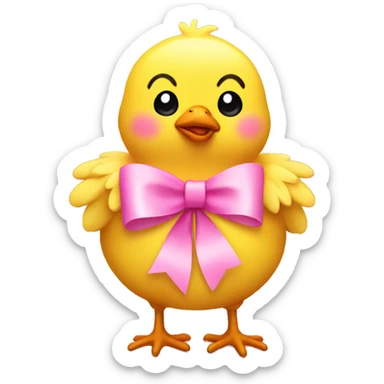 Yellow chick with pink bow sticker