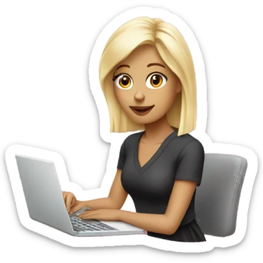 Graphic designer blonde girl with Pink laptop  sticker