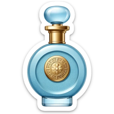 Light blue vintage perfume with gold glitter  sticker