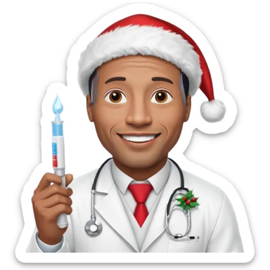 the rock vestido de doctor con una geringa en navidad sticker