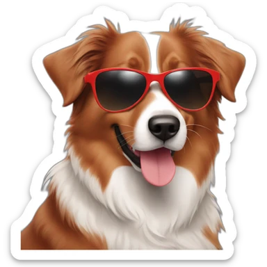 red australian shepherd with sunglasses sticker