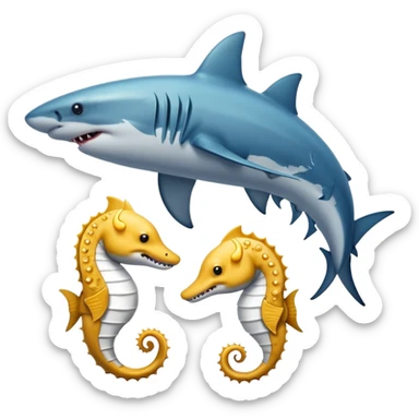 Shark with a seahorse sticker