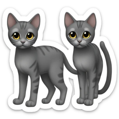 full body grey and black baby skinny cat sticker