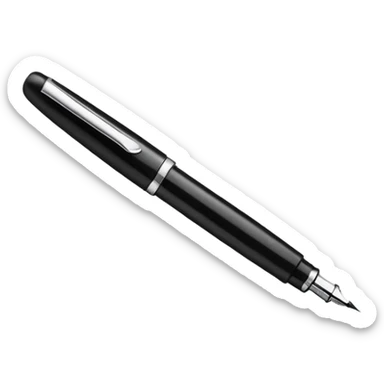 fountain pen drawing a smooth curved line, representing logo design sticker
