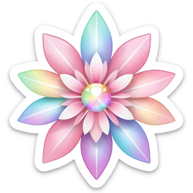 Cute Pastel pink and white Cherry Blossom Sakura Starburst Iridescent Rainbow sticker