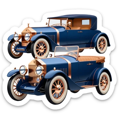 dark blue led lights chauffeur driving hot rod nazi 1927 delicately inlaid rose gold wood barrel accents Scrooge McDuck’s Rolls Royce futuristic electric plasma motors and dynamos with wide racing wheels that are strong agility advanced suspension and steering sticker