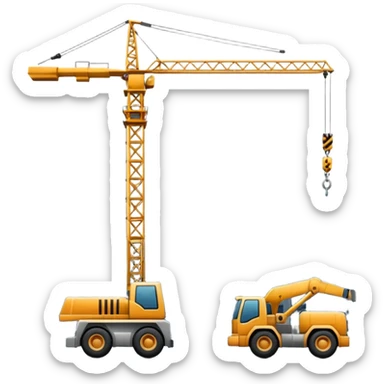 Construction site with crane and building sticker