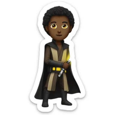 black-jedi-with-yellow-light-saber sticker