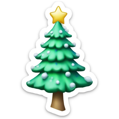 Light colored green Christmas tree with snow on the edges and blue ornaments  sticker