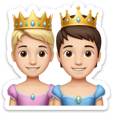 The boy is getting a princess makeover in before and after look  sticker