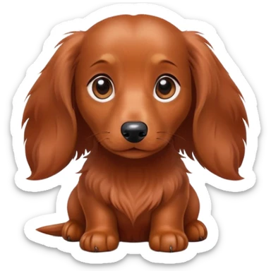 Reddish brown (copper) colored young miniature long haired dachsund dog sticker