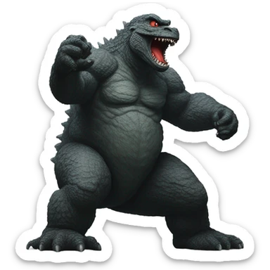Godzilla fighting Bigfoot  sticker