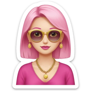 pink girl with wealth with sunglass on top sticker