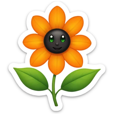 Green stem, white bud with black cartoony face: ;p. And six heart shaped yellowish orange petals sticker