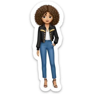 Zendaya with curly hair and stylish outfit sticker