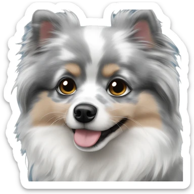 Blue Merle Pomeranian with blue eyes that just happens to have gray and black spots only sticker