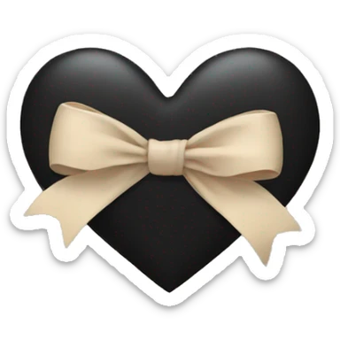 black heart with beige bow sticker