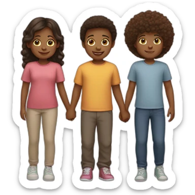Four kids holding hands sticker