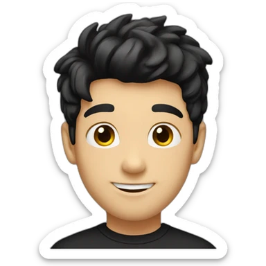 Teenage-black hair-handsome-smile-black shirt sticker