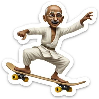 Ghandi doing a kickflip  sticker