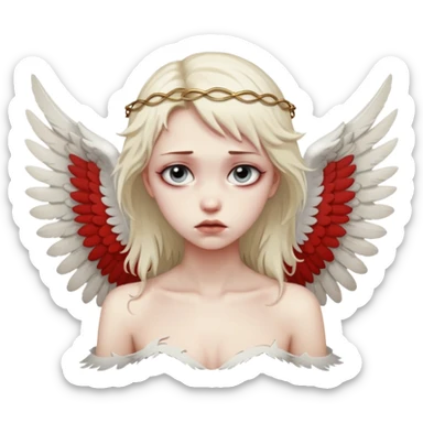 Female angel with torn wings, exposed collarbones, sorrow and lust intertwined sticker