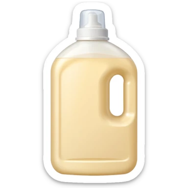 detergent bottle, cream colored, white cap sticker