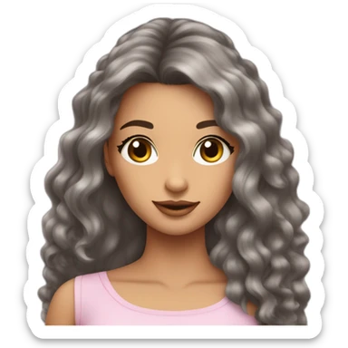 lola cheuveux brun long lise avec des cils et une peaux claire sticker