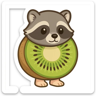 A kiwi with a raccoon's head and human feet sticker