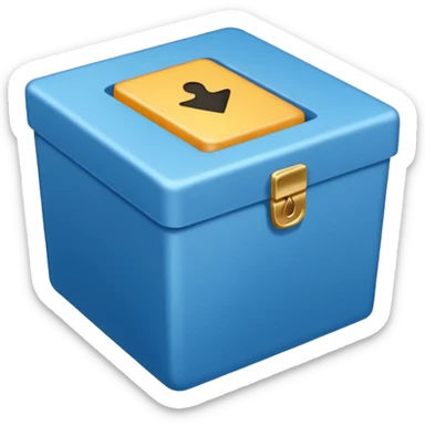 Blue box with a blue check in side sticker