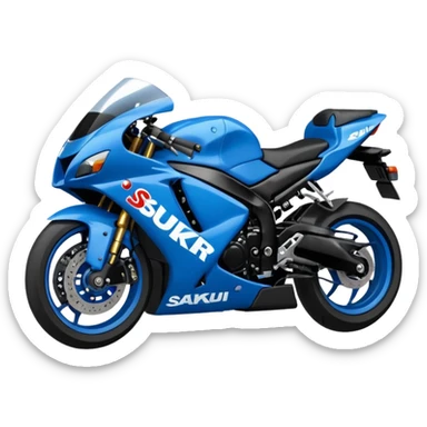big, bold 'Sakqu' text at the top, with a Suzuki GSXR 1000 motorcycle underneath, emoji style sticker