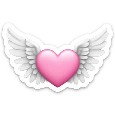 pink heart with angel wings sticker