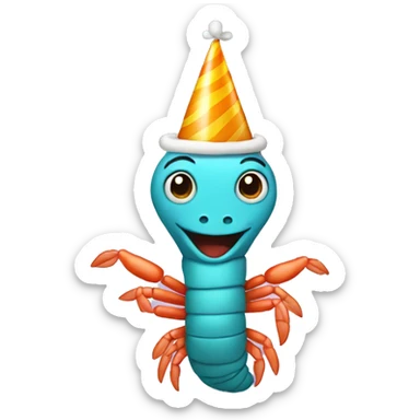 Shrimp wearing a birthday hat sticker