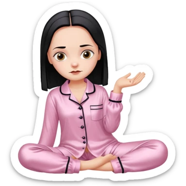 Full moon Wednesday Addams in a Light pink silk pyjamas set sticker