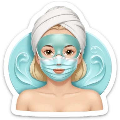 white Lady with face mask spa beauty full face relaxing sticker