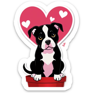 Black pitbull for Valentine’s Day  sticker