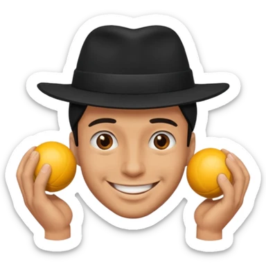 superstitious smiling man in black hat squeezing his balls sticker