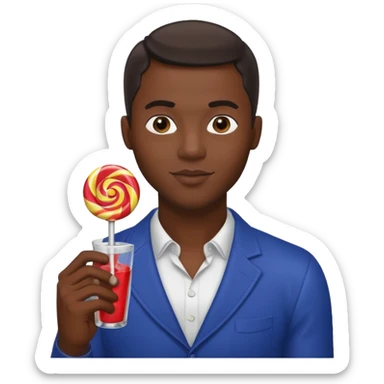 Sexy black man hold a bottle and a lollipop sticker