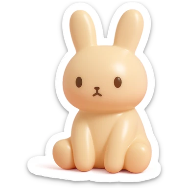 milk tea bunny sitting still with blank stare, vinyl figure style sticker