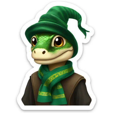 Snake wearing slytherin scarf and hat Hogwarts sticker