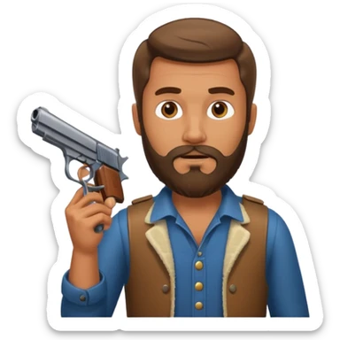bearded hitman with pistol sticker