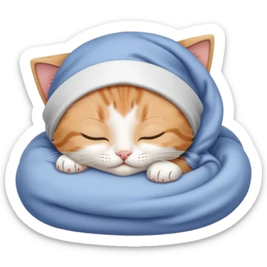 Cute kitten sleeping Wearing a nightcap sticker