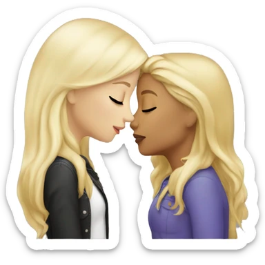 Blonde girl kissing brunette girl sticker