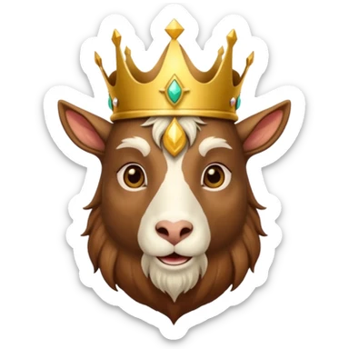 a goat with a king crown sticker