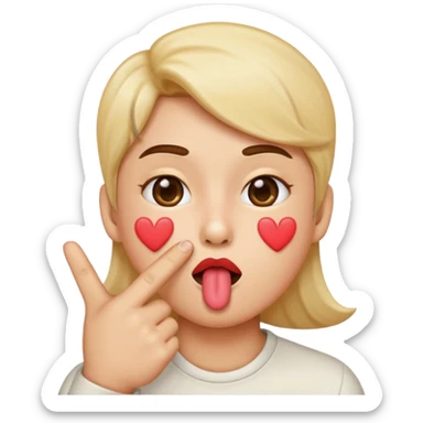 Kissey face emoji blowing kiss with middle finger sticker