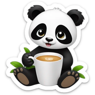 Panda sipping coffee sticker
