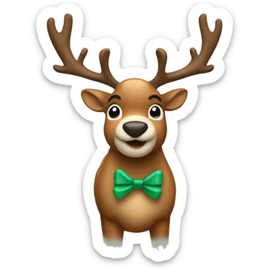 a reindeer with a bow sticker