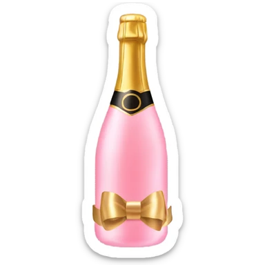 Pink champagne with gold bow sticker