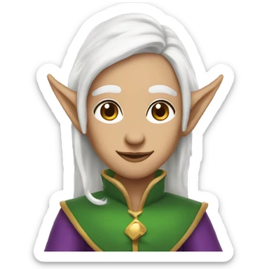 Elf with Elf ears and platinum hair and purple robes sticker